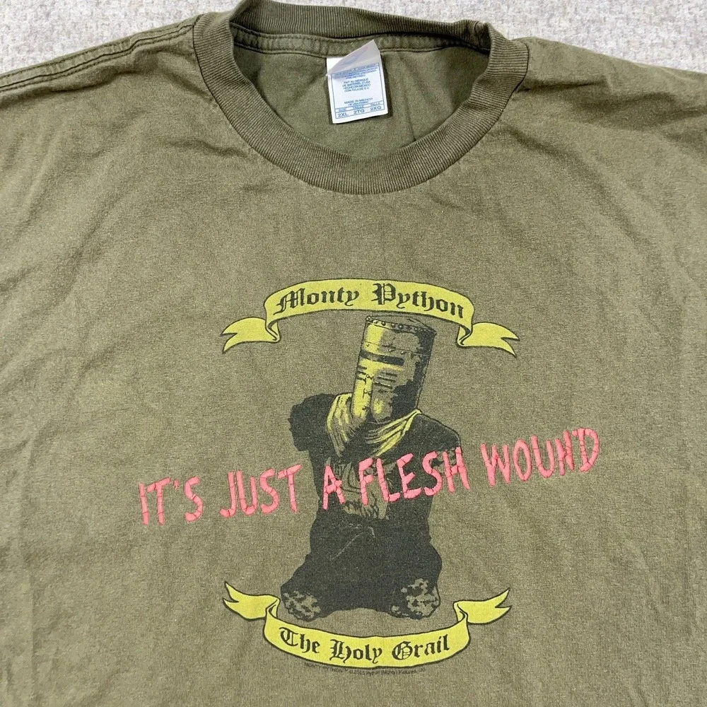 Vintage Monty Python Shirt Men XXL 2XL Green Y2K Movie Promo Tee 2006  Olive * - Picture 2 of 13